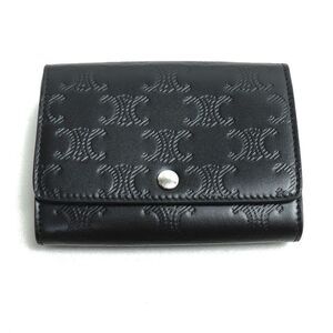 Celine Business Card Holder Trionfo Embossed Calfskin Card Case